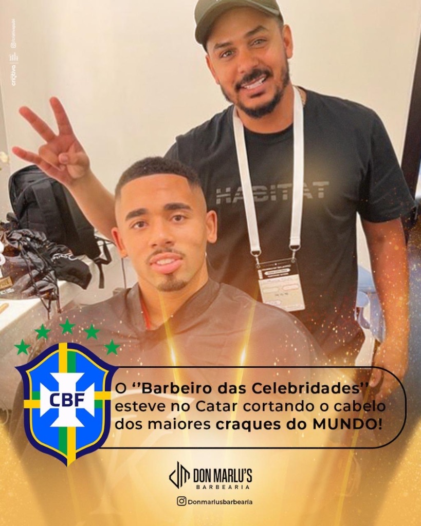 Don Marlus com jogador da Seleção Brasileira — Qatar 2022